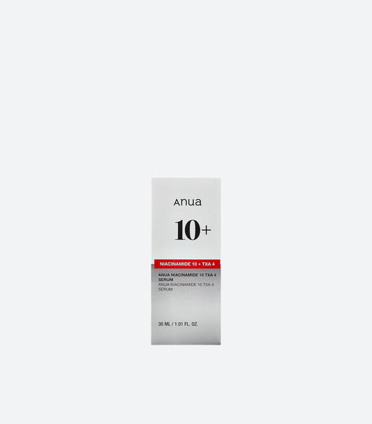 Anua Niacinamide 10% + TXA 4% serum 30ml skincare product box packaging
