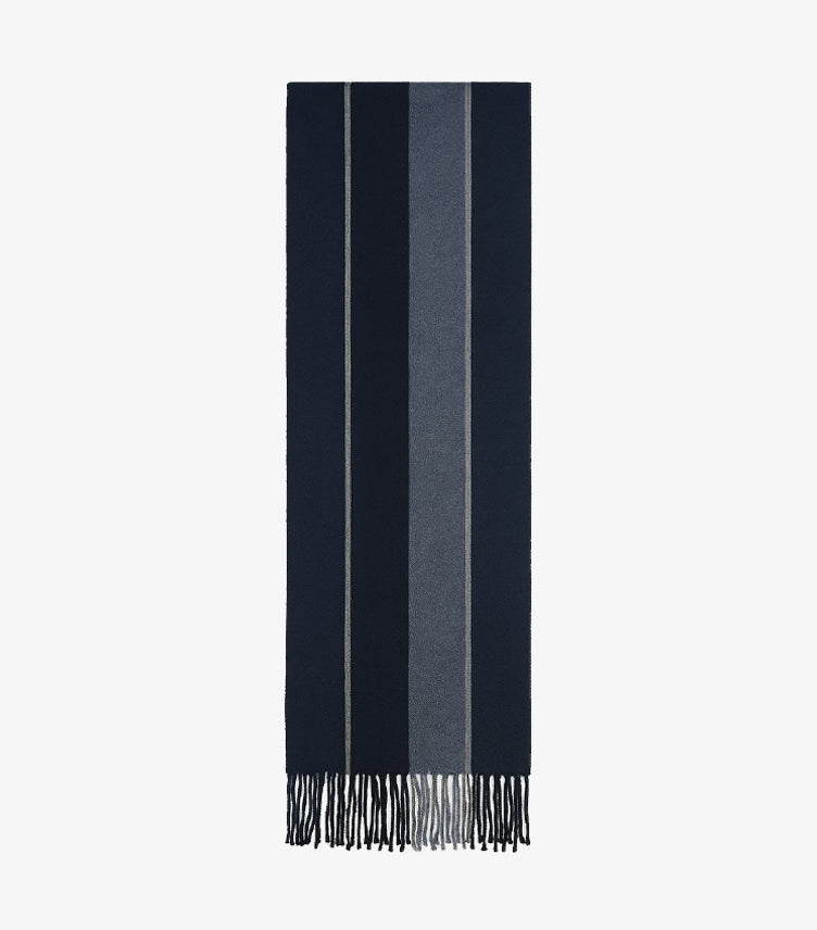 SHEIN WOMEN'S BLUE AND GREY PURE WOOL MUFLER