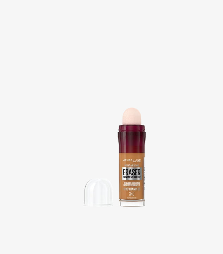Maybelline Instant Age Rewind Eraser Treatment Makeup open sponge applicator foundation bottle
