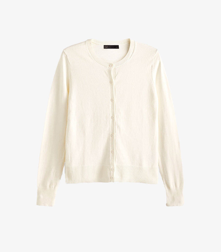MARK SPENCER CASHMERE BUTTON THROUGH SLIM CARDIGAN
