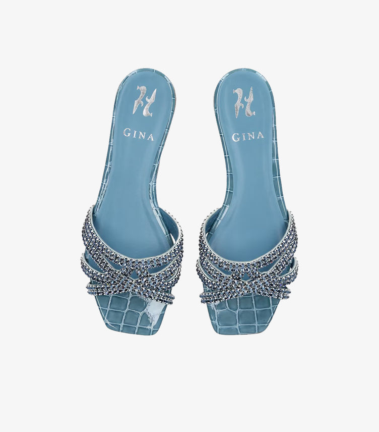 GINA LEATHER EMBELLISHED PORTLAND SLIDES