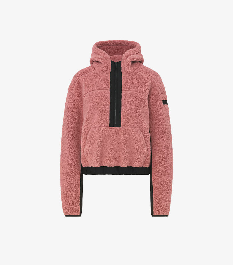 CALVIN KLEIN PINK SHERPA FLEECE ANORAK OR HALF-ZIP HOODIE