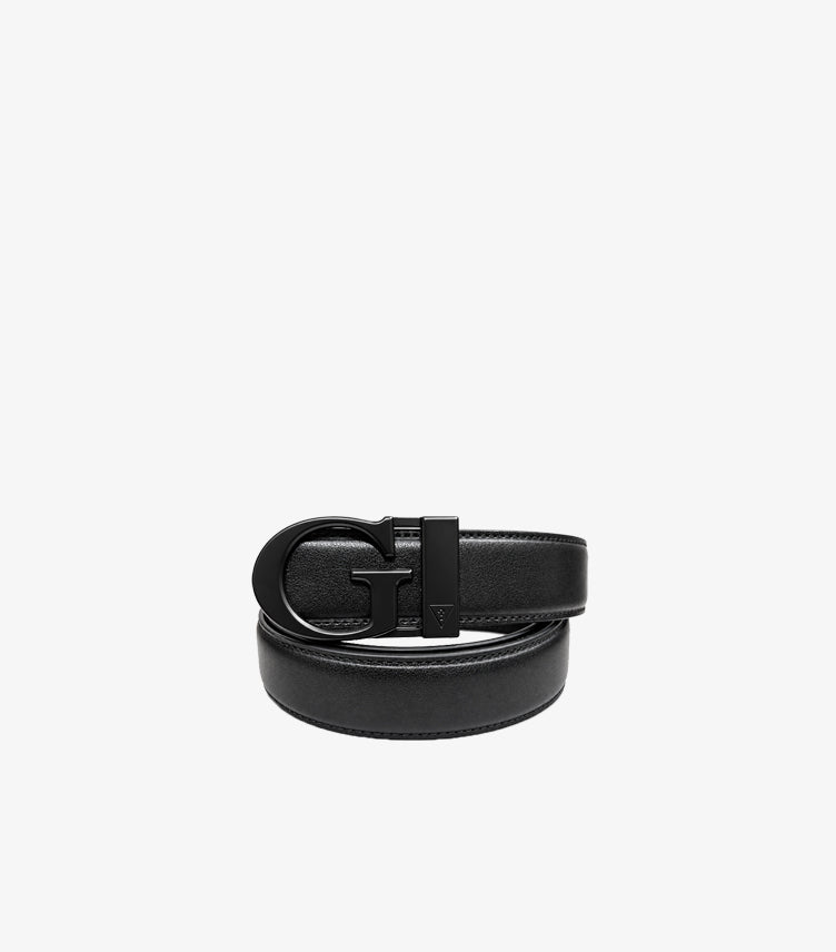 Guess black belt with oversized G logo buckle and tonal stitched strap