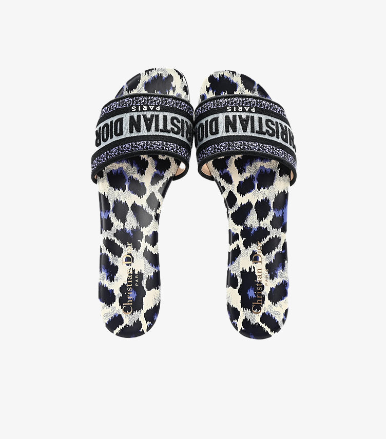 CHRISTIAN DIOR CANVAS MIZZA EMBROIDERED DWAY MULES SLIDE