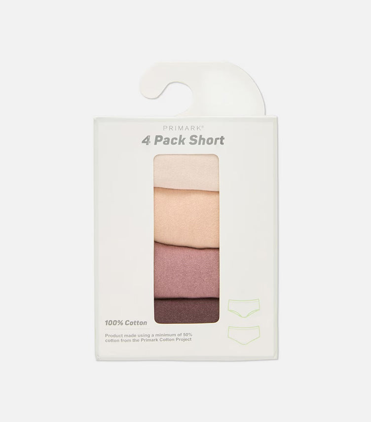 PRIMARK PACK OF 4 COTTON NEUTRAL BRIEFS