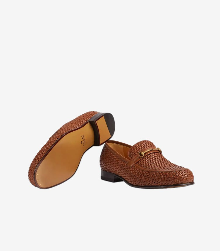 GUCCI HORSEBIT WOVEN LEATHER LOAFERS