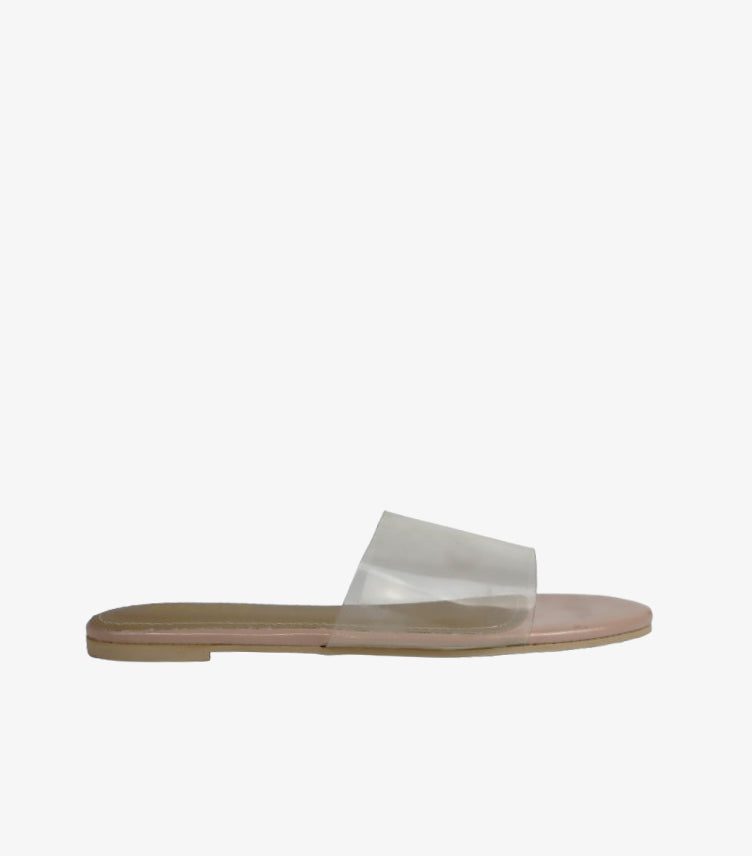 SHEIN WOMEN’S CLEAR STRAP FLAT SLIDE