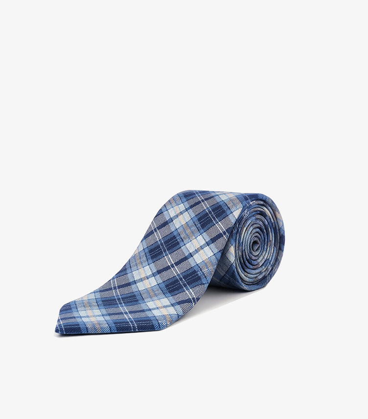 TOMMY HILFIGER MEN'S BLUE CHECKERED PLAID TIE