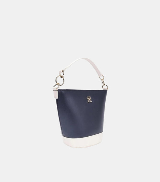 TOMMY HILFIGER WOMEN’S BUCKET SHOULDER BAG – NAVY & WHITE COLOR-BLOCK