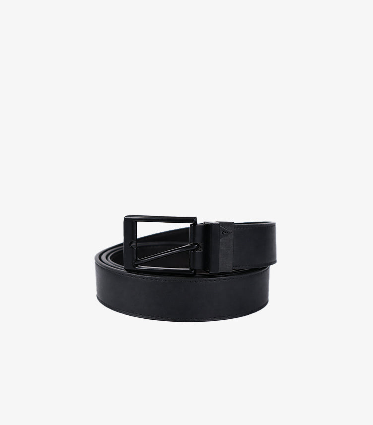 GUESS MEN’S BLACK LEATHER BELT WITH MATTE BLACK BUCKLE