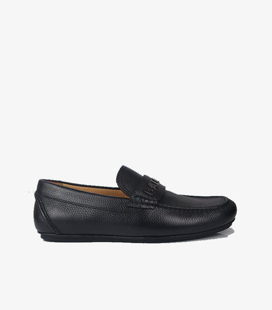 BALMAIN MEN’S BLACK LEATHER LOAFERS – CLASSIC SLIP-ON COMFORT SHOES