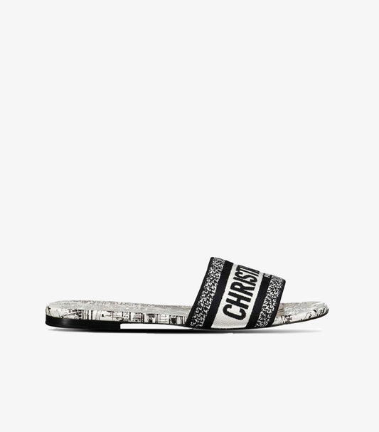 CHRISTIAN DIOR WHITE BLACK DWAY SLIDE