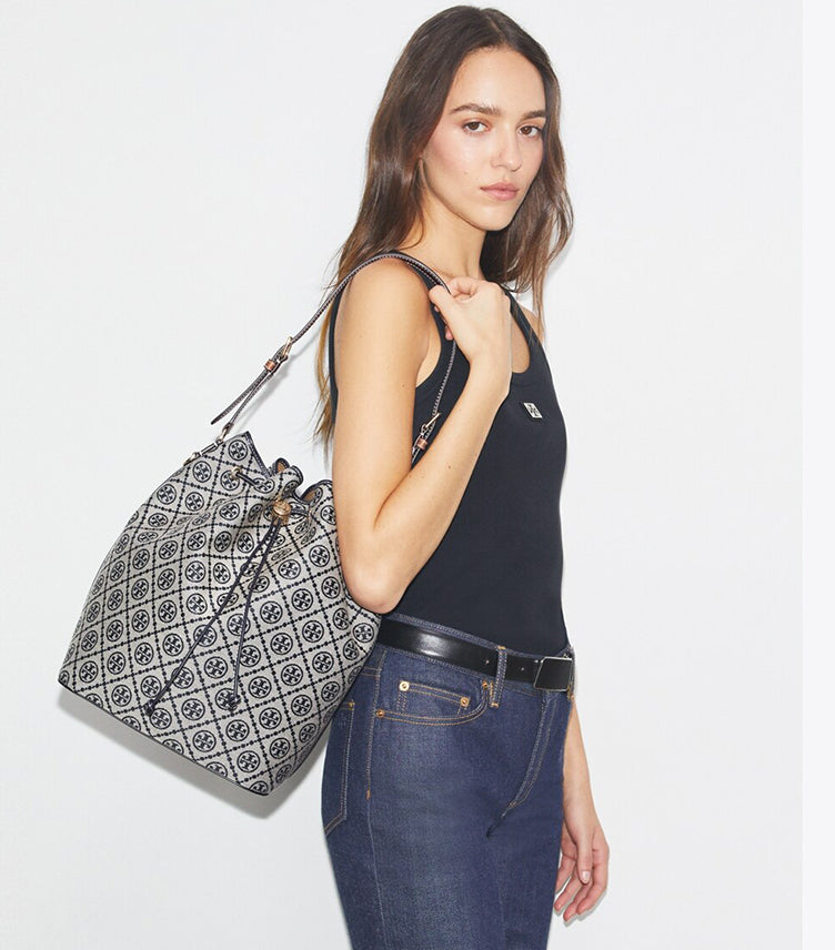 TORY BURCH T MONOGRAM OVERSIZED BUCKET BAG