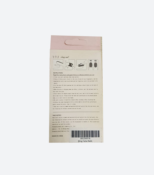 Y.T.J DRAG NAIL SALON QUALITY PINK RHINESTONE PRESS-ON NAILS – 24-PIECE SET