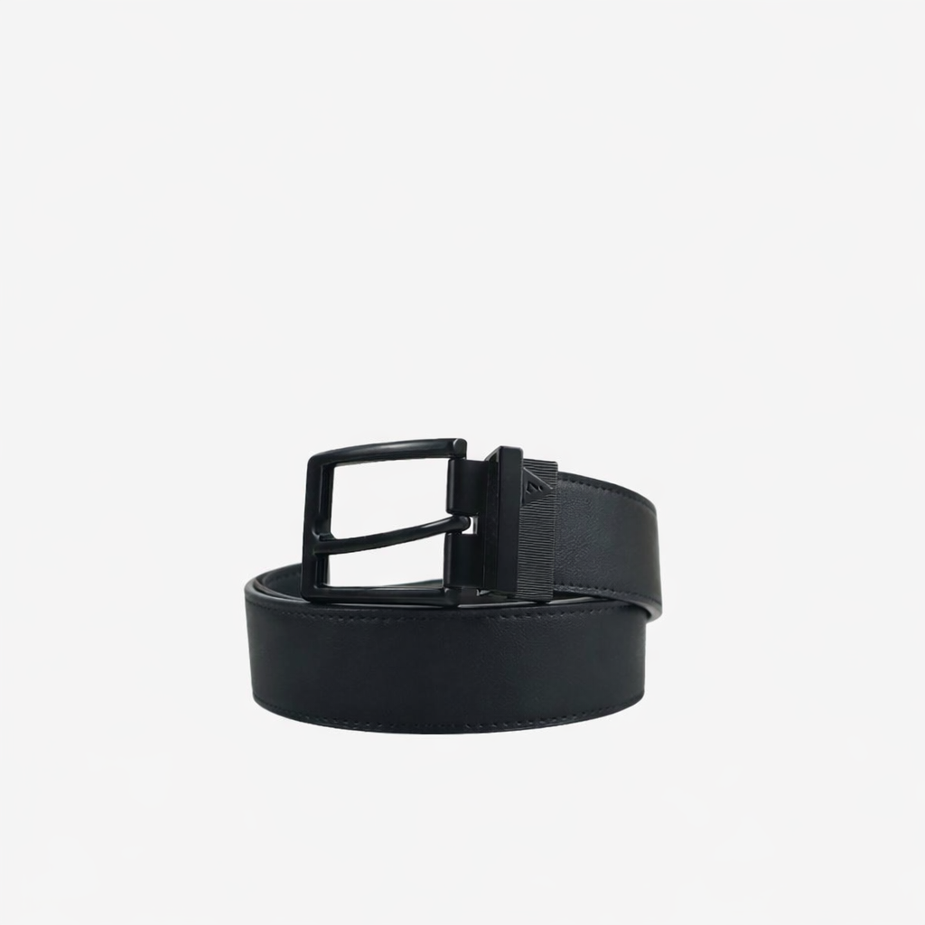 GUESS MEN’S BLACK LEATHER REVERSIBLE BELT WITH MATTE BUCKLE