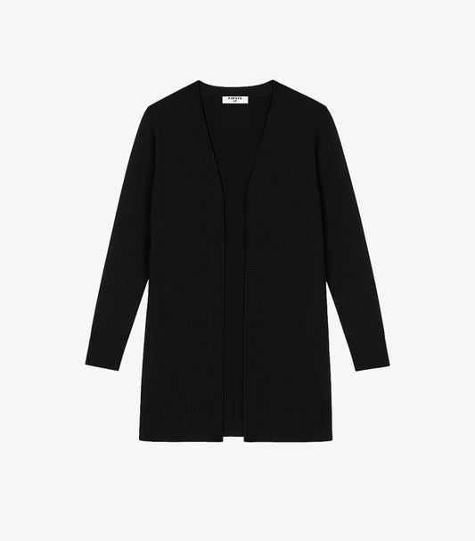 PAPAYA BLACK LONGLINE OPEN-FRONT CARDIGAN