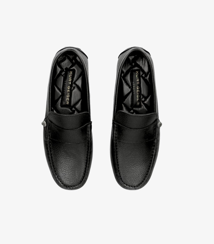 KURT GEIGER LONDON BLACK LEATHER STIRLING LOAFERS
