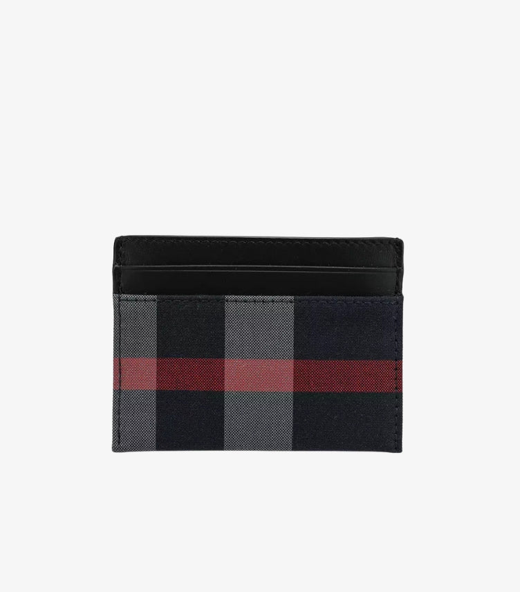 BURBERRY BUSINESS CARD HOLDER IN COWHIDE LEATHER CANVAS