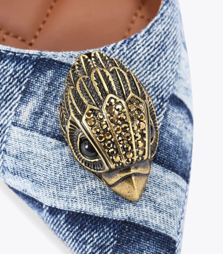 KURT GEIGER LONDON BELGRAVIA DENIM SLING BACK HEELS