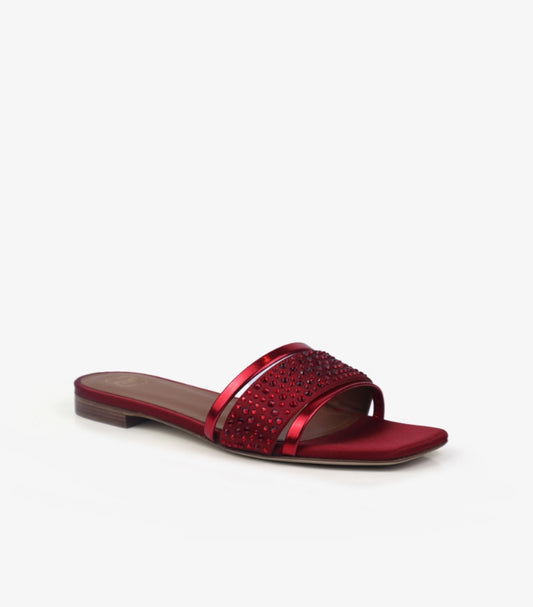 MALONE SOULIERS MAROON FLAT SANDALS