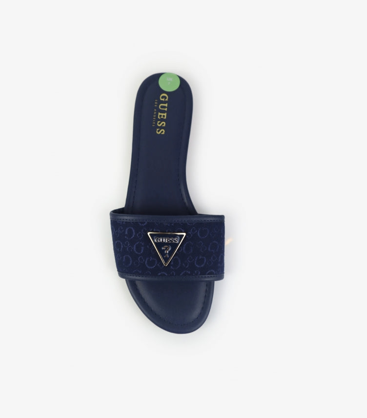 GUESS WOMEN'S NAVY FLAT SLIDES