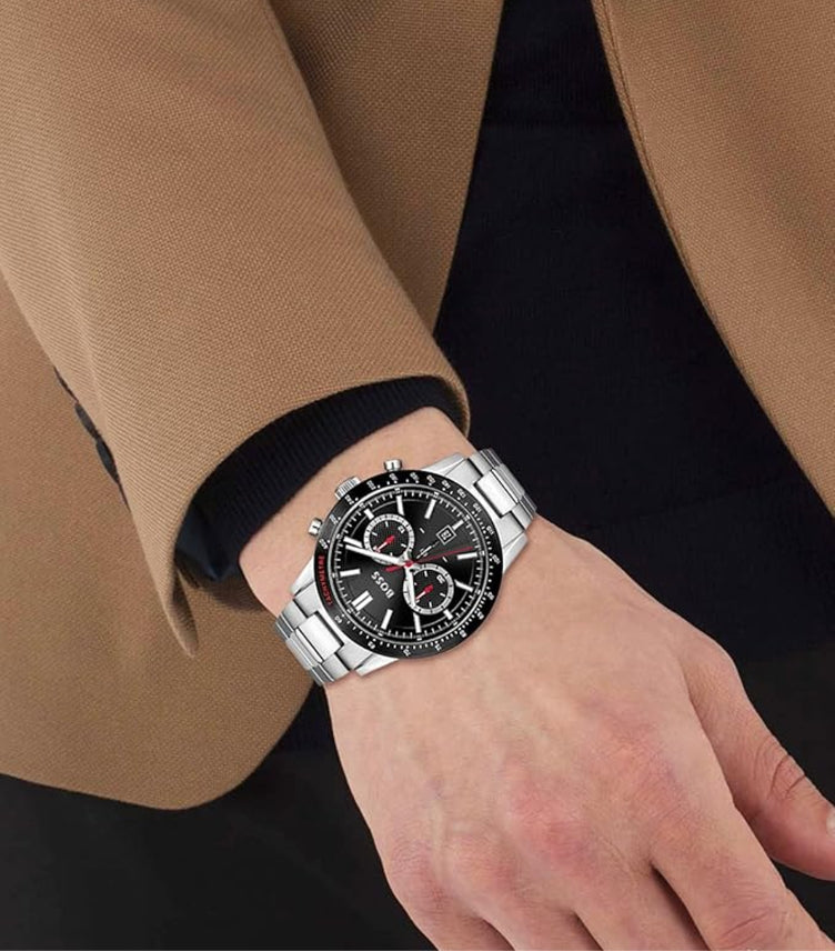 HUGO BOSS ALLURE MEN'S CHRONOGRAPH STAINLESS STEEL AND LINK BRACELET WATCH 1513922