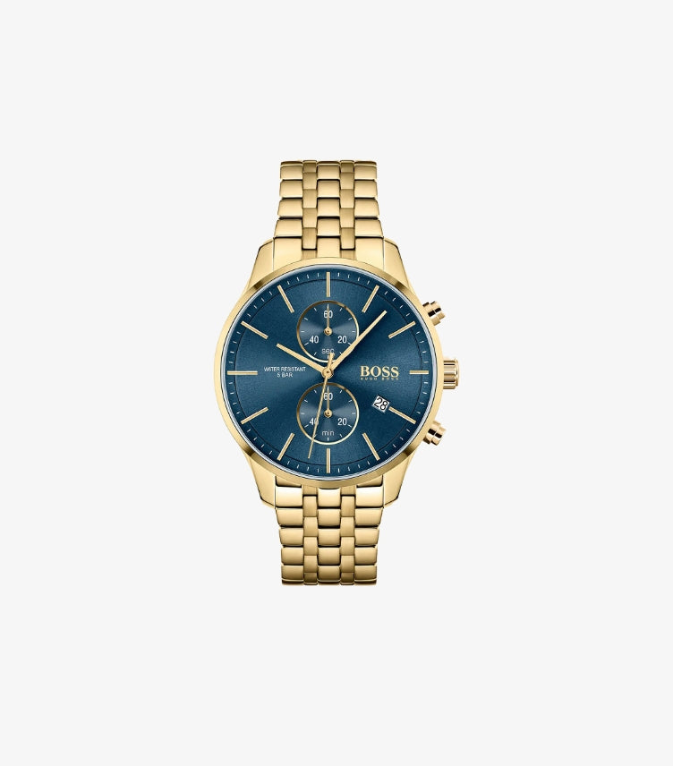 HUGO BOSS CHRONOGRAPH QUARTZ WATCH GOLD COLOURED BRACELET 1513841