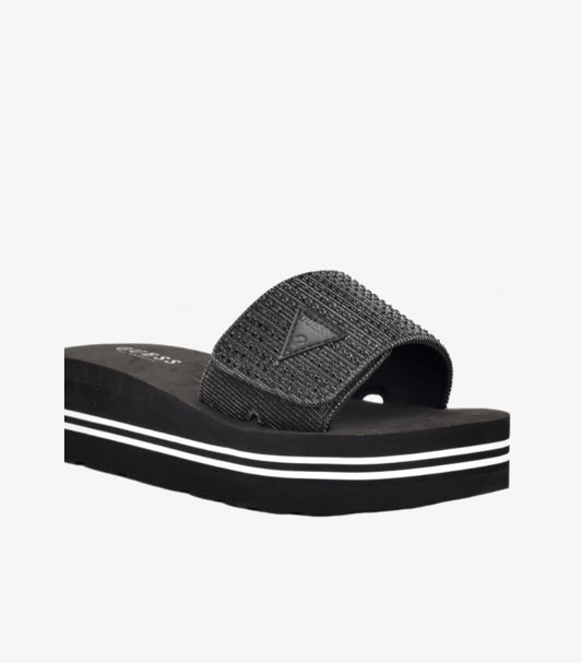 GUESS FACTORY ABET RHINESTONE PLATFORM SLIDES