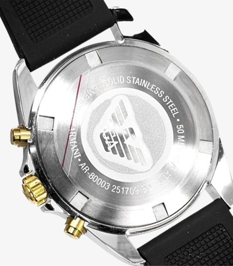 EMPORIO ARMANI SIGMA QUARTZ STAINLESS STEEL AND SILICONE CASUAL WATCH AR80003