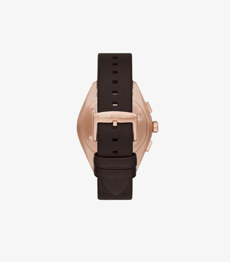 EMPORIO ARMANI LEATHER ANALOG BLUE DIAL WATCH AR11554