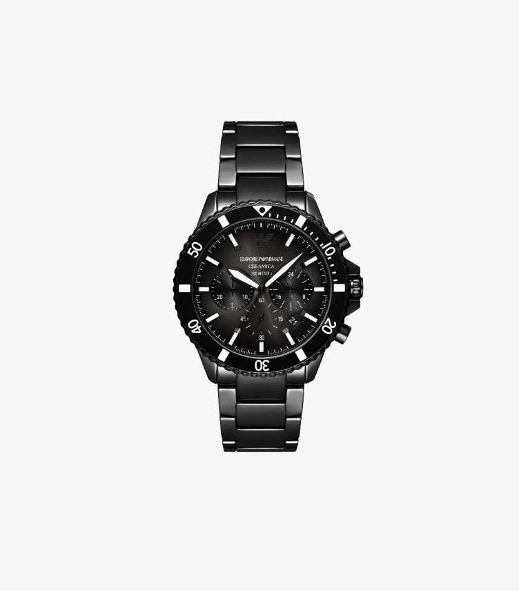 EMPORIO ARMANI CHRONOGRAPH BLACK CERAMIC WATCH AR70010
