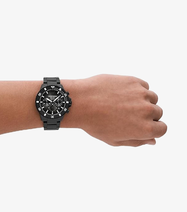 EMPORIO ARMANI CHRONOGRAPH BLACK CERAMIC WATCH AR70010