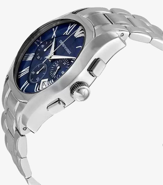 EMPORIO ARMANI MEN’S CHRONOGRAPH QUARTZ STAINLESS STEEL BLUE DIAL WATCH AR1635