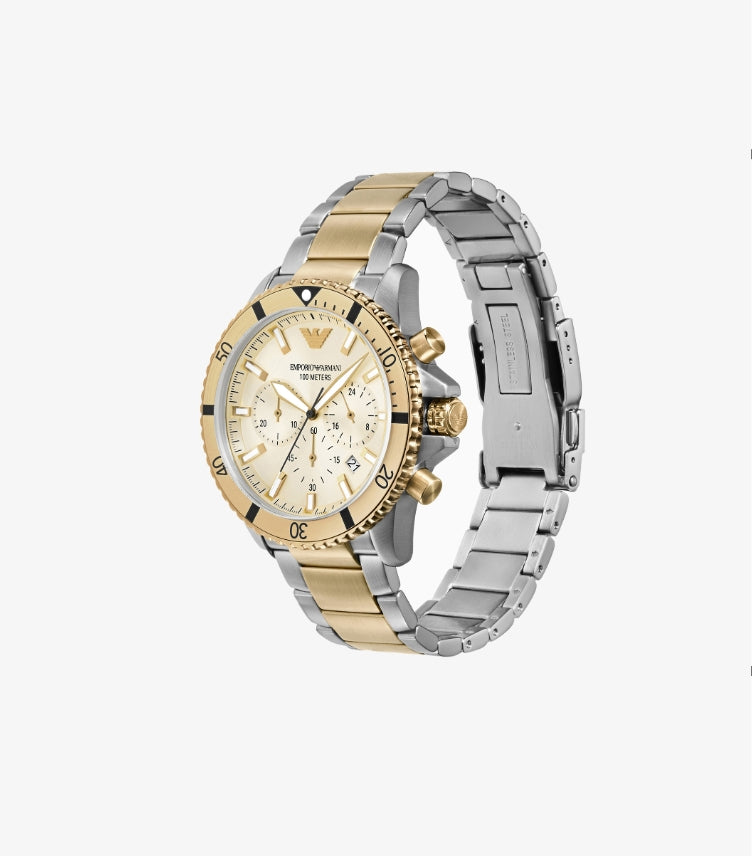 EMPORIO ARMANI MEN'S WORLD EXPLORER CHRONOGRAPH TWO-TONE STAINLESS STEEL WATCH AR11606