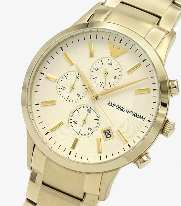 EMPORIO ARMANI MEN'S BEIGE DIAL STAINLESS STEEL ANALOG WATCH AR11332
