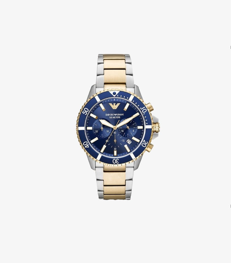 EMPORIO ARMANI MEN'S QUARTZ STAINLESS STEEL BLUE DIAL WATCH AR11362