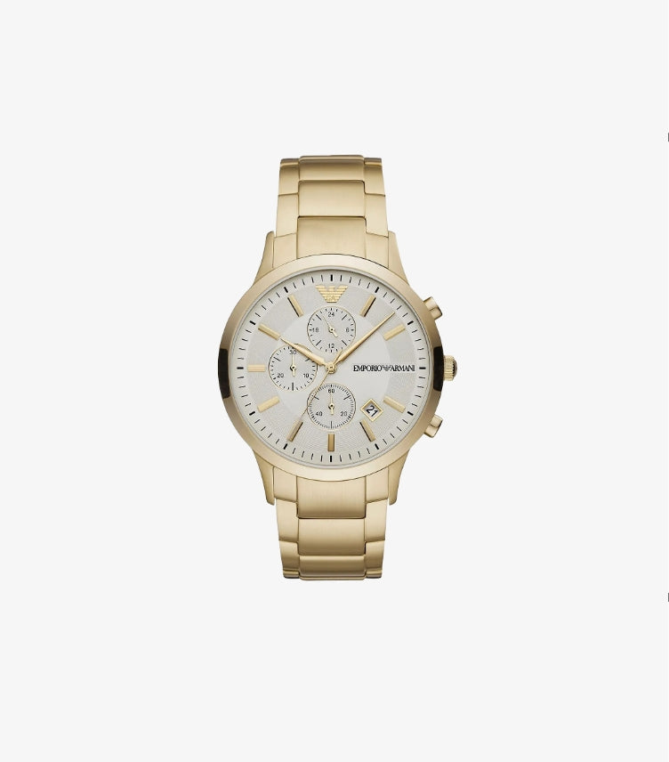 EMPORIO ARMANI MEN'S BEIGE DIAL STAINLESS STEEL ANALOG WATCH AR11332