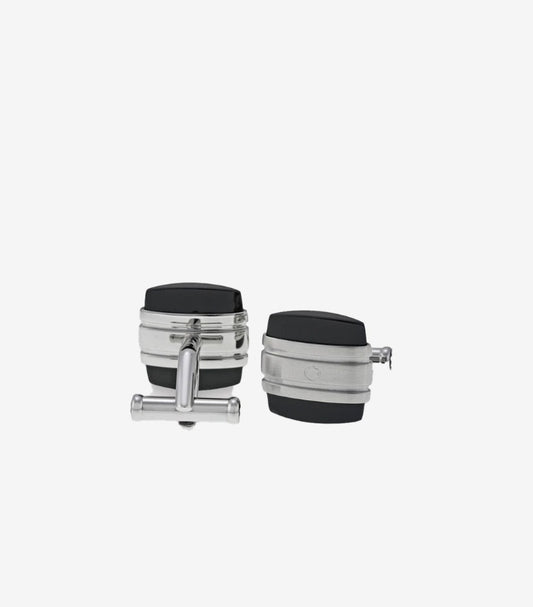 MONTBLANC CLASSIC STAINLESS STEEL & BLACK ONYX CUFFLINKS