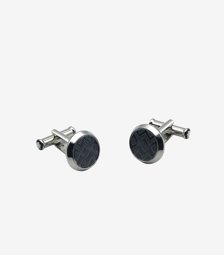 MONTBLANC GREY & STEEL W ROUND CUFFLINKS