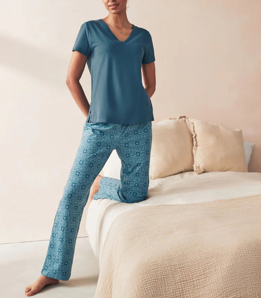 NEXT CHAMBRAY BLUE GEO COTTON PYJAMA SET