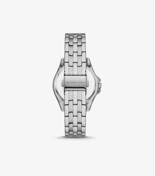 MICHAEL KORS MINI PILOT BAGUETTE RAINBOW PAVÉ SILVER-TONE WATCH MK7368