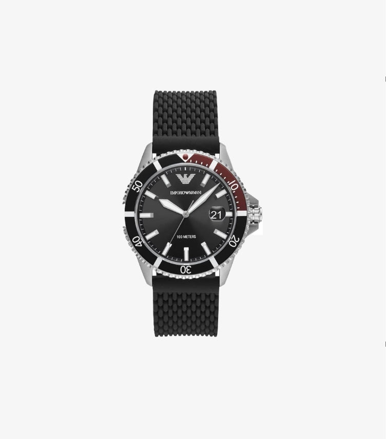 EMPORIO ARMANI MEN'S DIVER QUARTZ BLACK DIAL WATCH AR11341