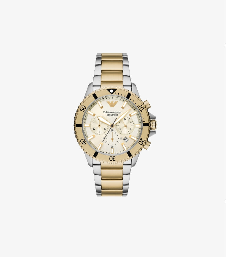 EMPORIO ARMANI MEN'S WORLD EXPLORER CHRONOGRAPH TWO-TONE STAINLESS STEEL WATCH AR11606