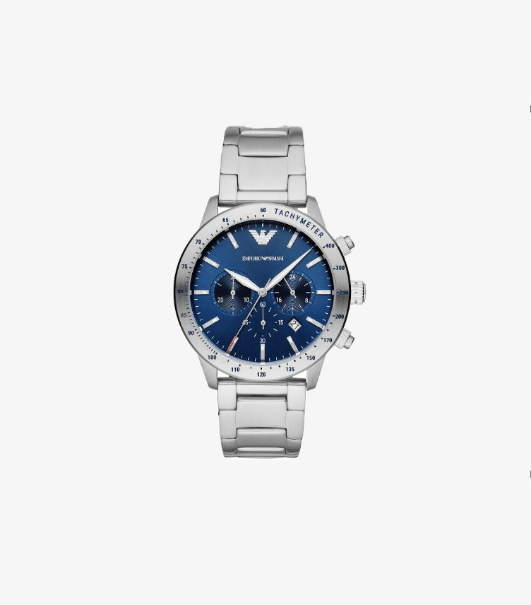 EMPORIO ARMANI MEN’S QUARTZ STAINLESS STEEL BLUE DIAL 44MM WATCH AR11306