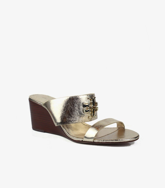TORY BURCH WHITE EVERLY LEATHER WEDGE SANDALS