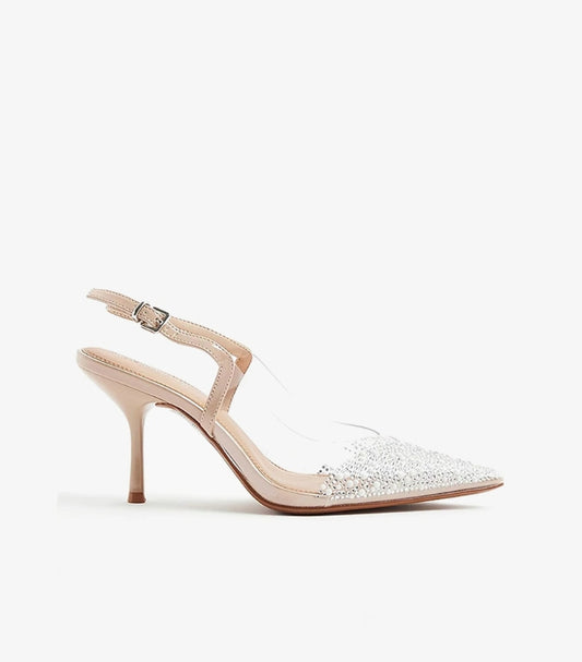 RIVER ISLAND PERSPEX POINTED COURT SHOES