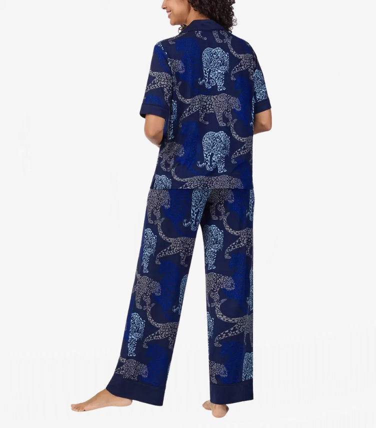 DKNY LADIES NOTCH COLLAR 03 PIECE PYJAMA SET IN ANIMAL PRINT