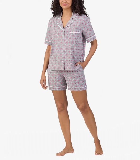 DKNY LADIES NOTCH COLLAR 03 PIECE PYJAMA SET IN GREY