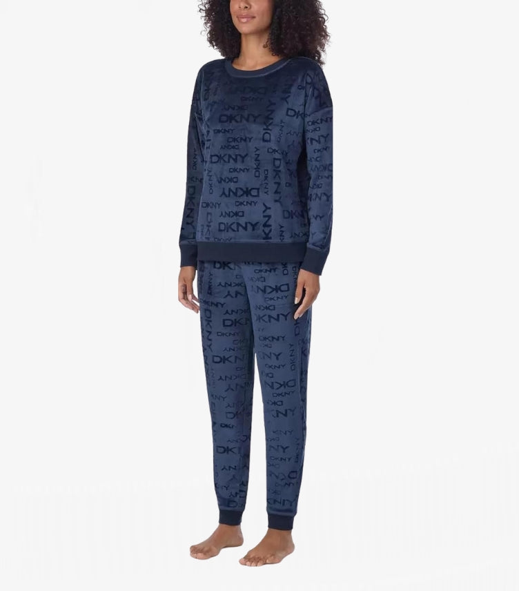 DKNY STRETCH VELOUR 02 PIECE LOUNGE SET