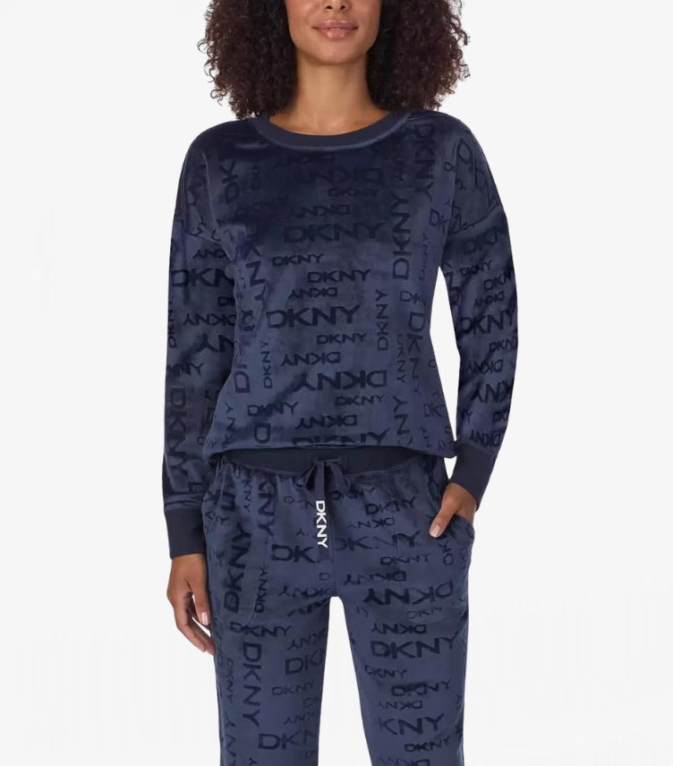 DKNY STRETCH VELOUR 02 PIECE LOUNGE SET